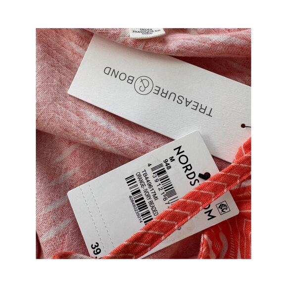 Nordstrom TREASURE & BOND Orange Button Front Linen Blend Camisole Size L - Picture 4 of 5